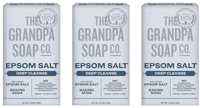 The Grandpa Soap Company 엡섬 솔트 바 비누 - 딥 클렌징 비누 엡섬 소금 및 베이킹 소다로 제작 먼지 기름과 얼룩 제거 비건 얼굴과 몸용 120. - 쿠팡