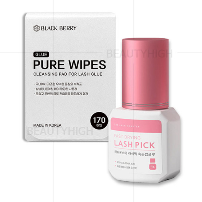 (세트)래쉬픽 글루5g+글루티슈(블랙베리 170매) 전문가용, 1개