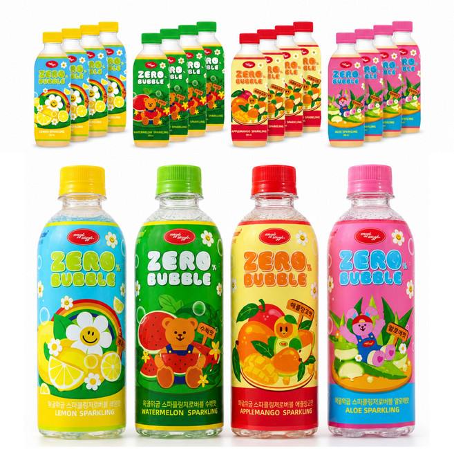 2위 - 위글위글 X 블링부스터 스파클링 제로버블 4가지맛 혼합 (5병*4종), 20개, 355ml