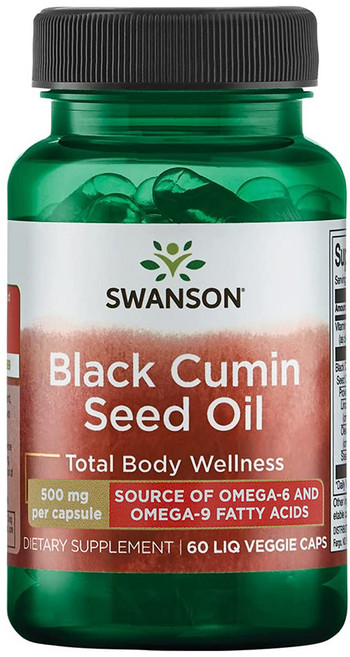 스완슨 블랙 커민 씨드 오일 500mg 리퀴드 베지 캡, 1개, 60정