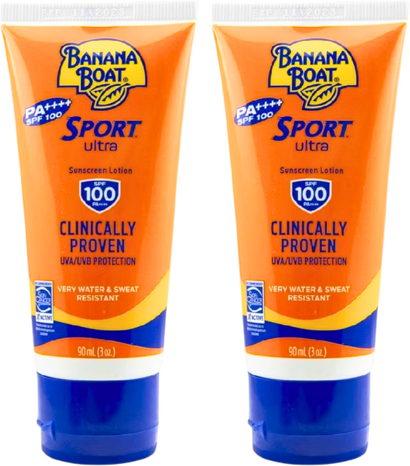 바나나보트 스포츠 퍼포먼스 선스크린 로션 SPF 100 banana boat, 2개, 90ml