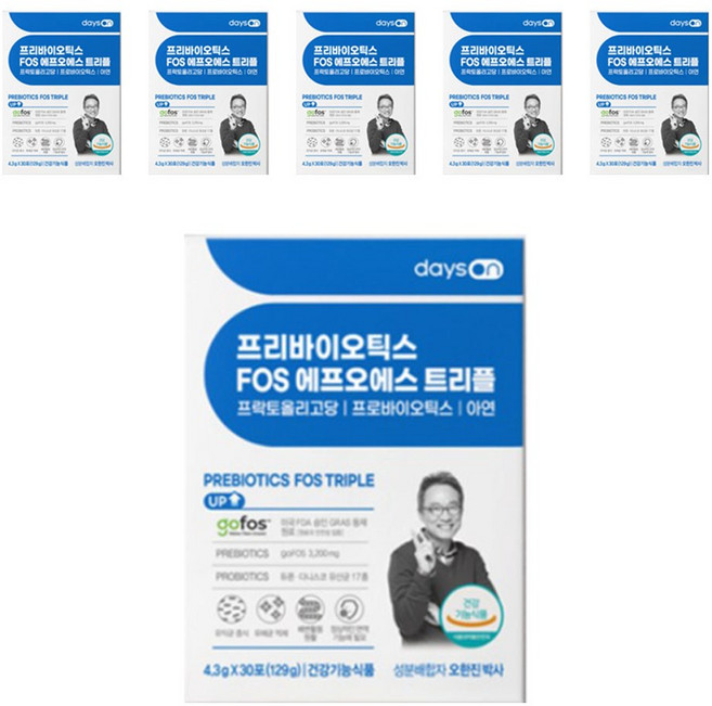 데이즈온 오한진 프리바이오틱스 FOS 에프오에스 트리플 4.3g x 30포, 6개, 30회분