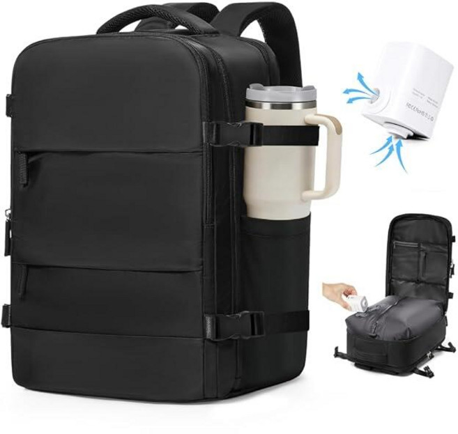 VGCUB 대형 여행 작업 비즈니스 백팩 기내용 승인 노트북 여성용 남성용 Mochila de Viaje 퓨어 핑크. 라지 389579, XL, 전기 펌프가 있는 B15-블랙