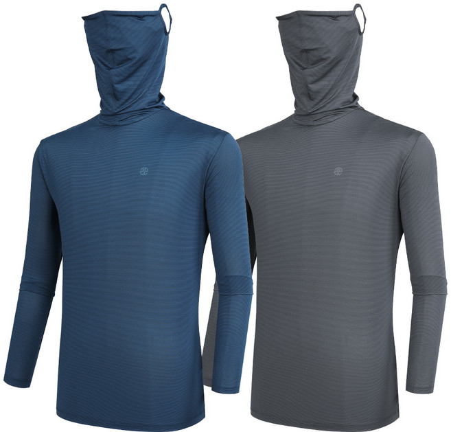 [투엘라] (1+1) 남성 마스크넥 긴팔 티셔츠_아이스크 입체 마스크 일체형 냉감 쿨 아웃도어 스포츠 골프 스판 긴팔티