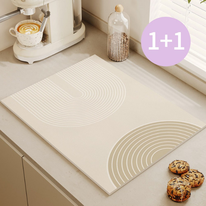 우아한클릭 1+1 규조토 식기건조매트 드라잉매트 특대형, 차분한 베이지, 2개