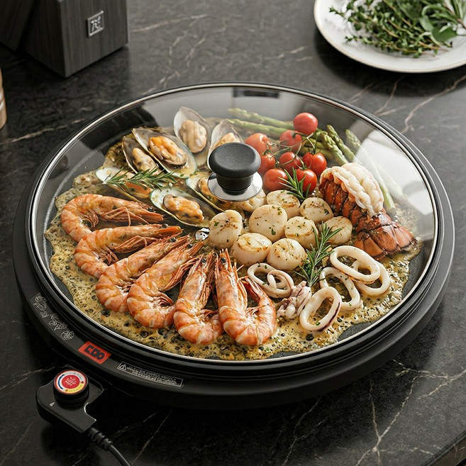 더모아플러스샵 원평 피자팬 전기 프라이팬 부침기, 450mm 특대형