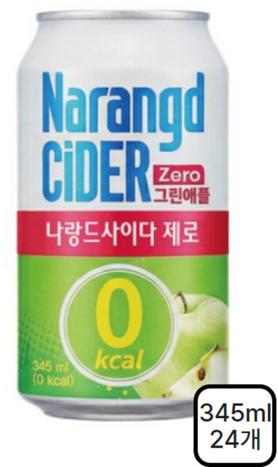 나랑드사이다 제로 그린애플 345ml, 24개