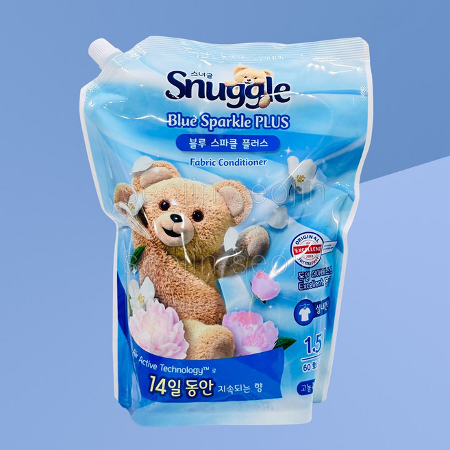 스너글 섬유유연제 블루스파클 플러스 리필, 1.5L, 1개