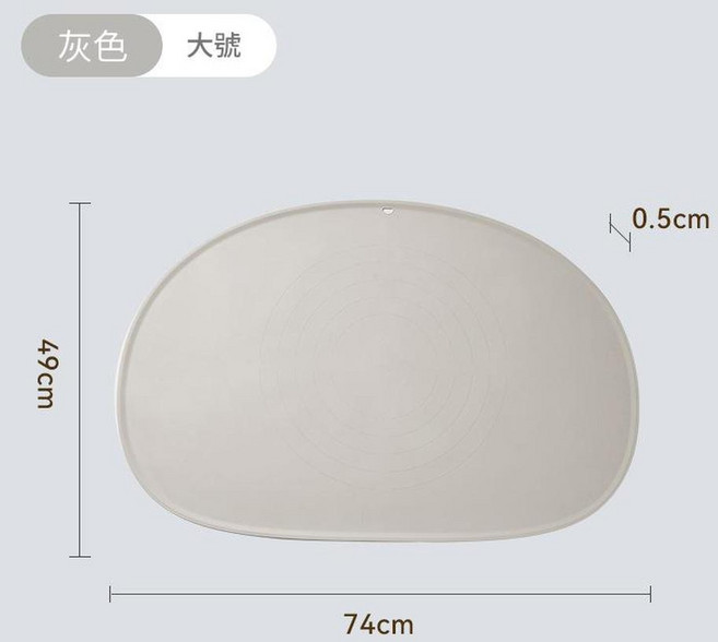 ibooooo 矽膠揉麵墊 加厚食品級烘焙墊, 麥香揉麵墊 - 普通款灰色大號, 1個