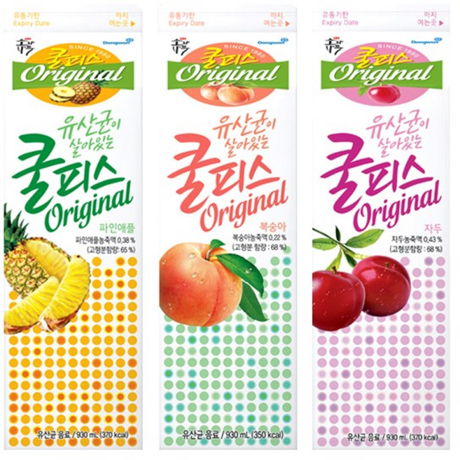 동원 소와나무 쿨피스 3종 930ml (복숭아 2개 + 자두 2개 + 파인애플 2개) 총 6개 무배 냉장배송