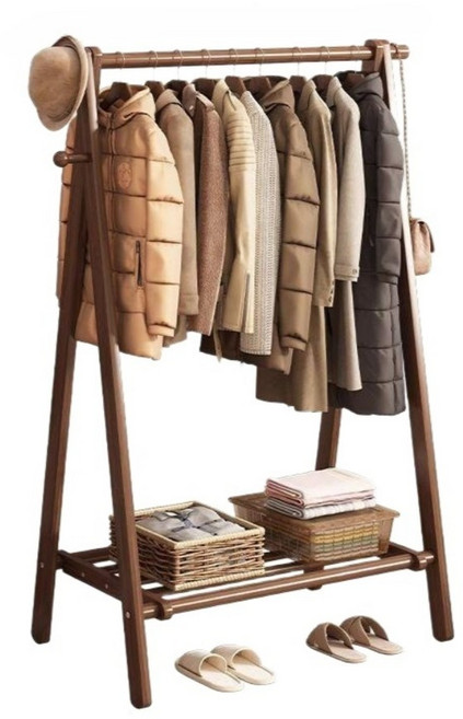 스탠드 옷걸이 행거 감성 원룸 수납 북유럽 단단한 옷장, 원목 월넛 100cm