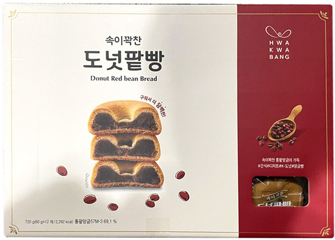 화과방 도넛팥빵 60gx12, 12개, 60g