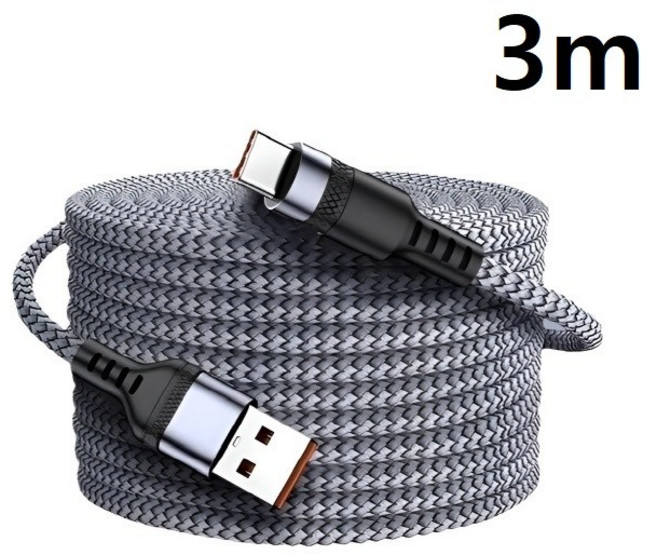 CTG851 C타입 패브릭 롱 케이블, 1개, CTL051 C타입 패브릭 일자형, 3m