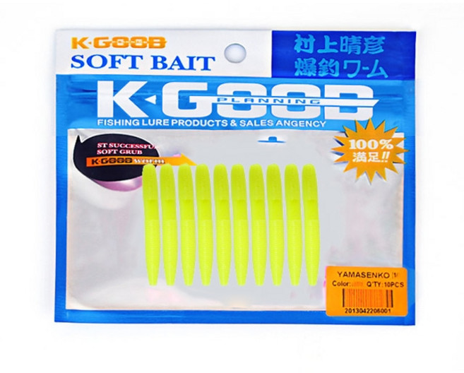 배스랜드 야마센코웜 2인치 소프트베이트 웜, 05(야광), 1개