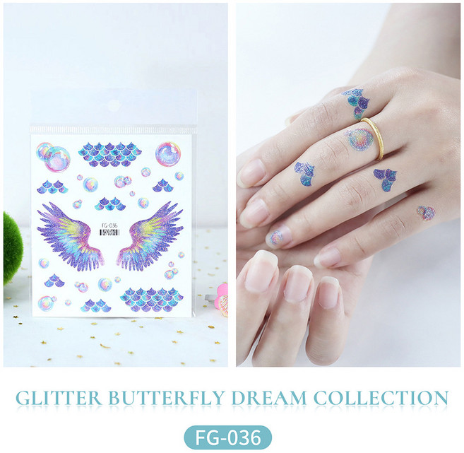 FG-007 夢幻天使翅膀紋身貼紙 防水持久, 1個, FG-36