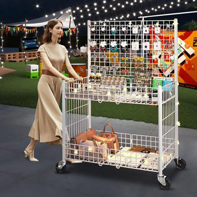 플리마켓 접이식 행사 매대 철제 이동식 철망 메쉬 가판대, 1개, 화이트