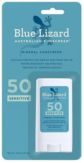 Blue Lizard 센서티브 미네랄 자외선 차단제 산화 아연 SPF 50+ 방수 UVA/UVB 보호 스마트 보틀 기술 무향, 14g, 1 - 쿠팡