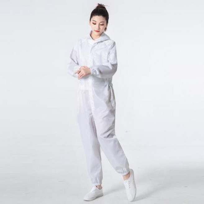 good 服連帽分體連體防靜電衣服無塵服潔淨服噴漆工作服隔離防護服, 白色 連體 帶帽,XXL, 1個