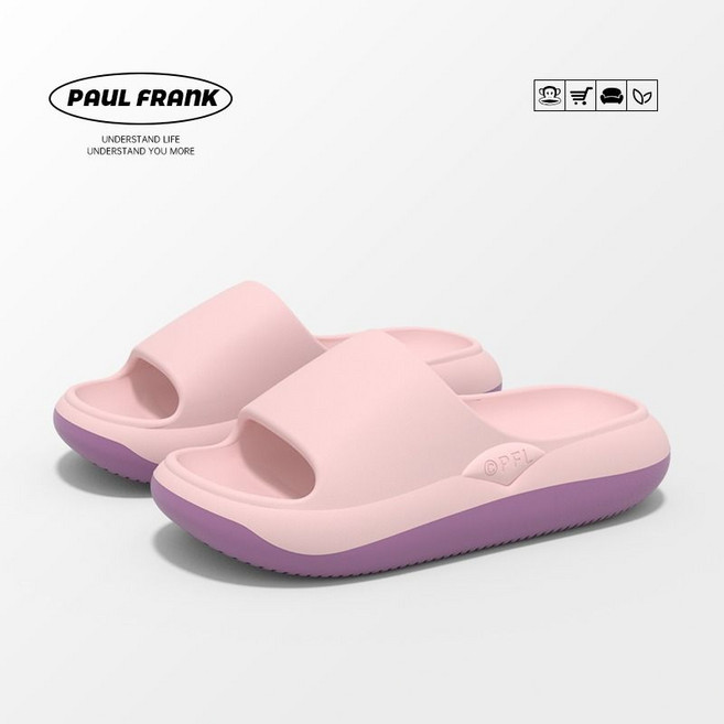 Paul Frank 大嘴猴 男士拖鞋 夏季居家兩用 厚底休閒鞋, 夢幻紫, 女款