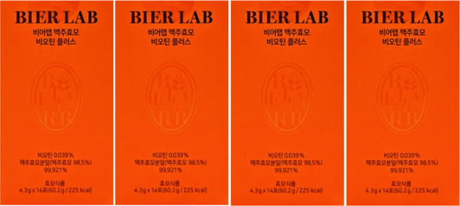 비어랩 맥주효모 비오틴 플러스 4.3g x 14포 x 4박스