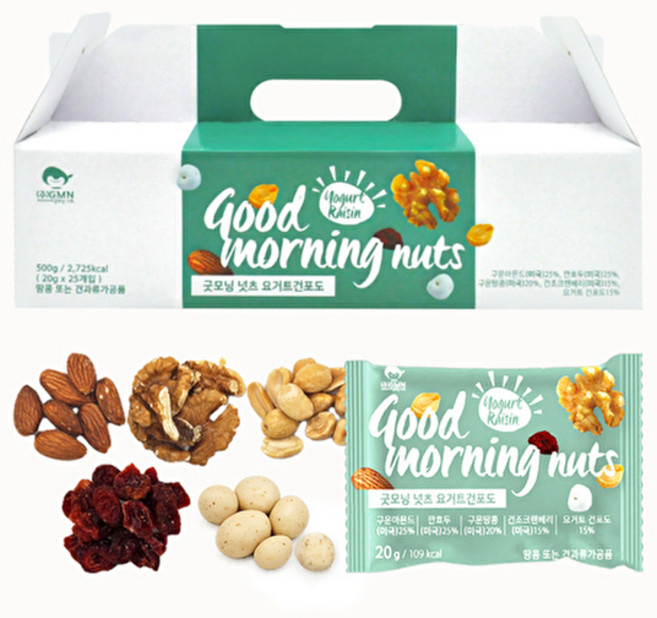딜픽 T굿모닝너츠 하루한줌견과 건포도요거트 1박스(총25봉), 없음, 500g, 1박스