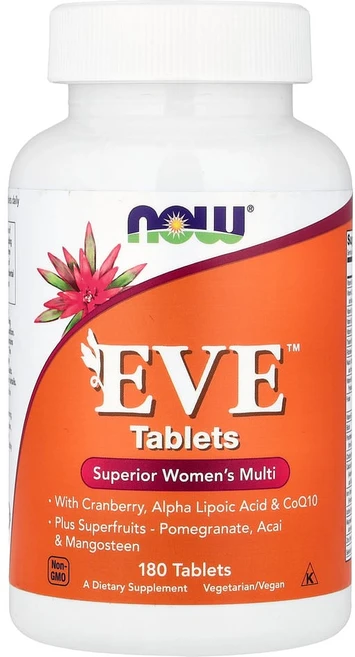 Now Food EVE Superior Womens Multi 나우푸드 여성 이브 종합 멀티비타민 철분 CoQ10 코큐텐 코엔자임 Q10 루테인 함유 180정, x, 1개 - 쿠팡