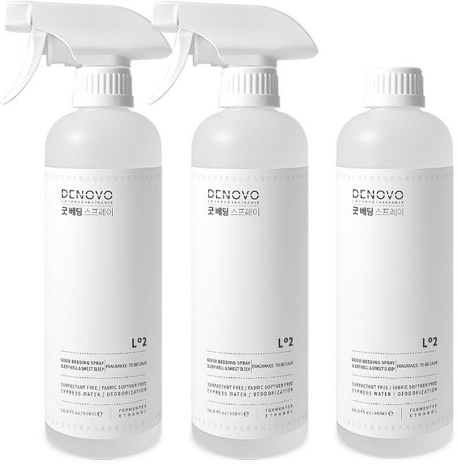 디노보 굿베딩 캐모밀크향 침구 탈취제 필로우미스트 선물세트, 3개, 500ml