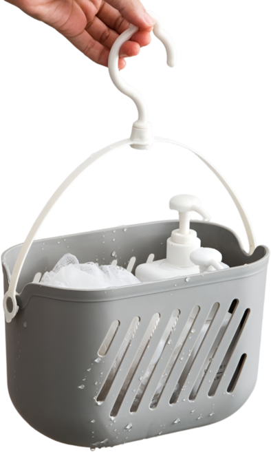 에코룸 목욕바구니 욕실 주방 정리 다용도 고리형 바구니, 1개, 그레이