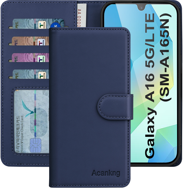 아칸크 삼성 갤럭시 A16 5G/LTE 클래식 베이직 지갑형 카드수납 프리미엄 가죽 다이어리 휴대폰 케이스 (SM-A165N) 적용