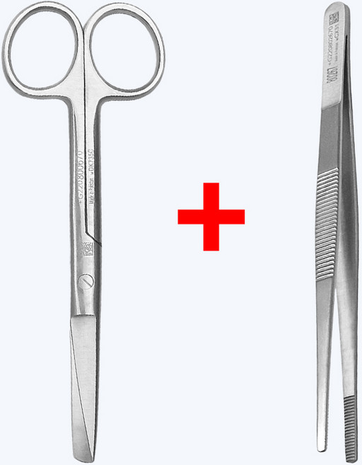 의료용 가위 핀셋 무구 SB 간호사 병원 실습용 의료 일자형, 2개