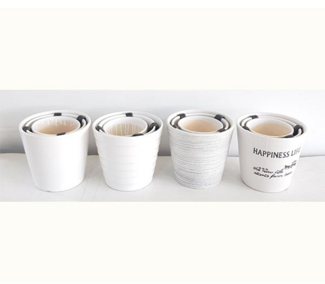 베델)분갈이화분 3종세트 3가지사이즈 4가지색상, 백자3속, 1개