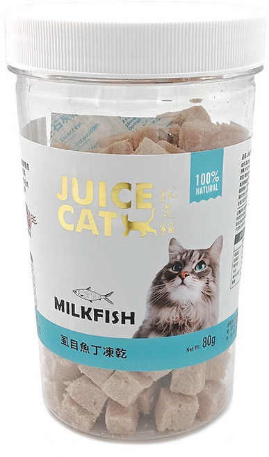 JUICE CAT 貓零食 虱目魚丁凍乾 80g, 3個, 虱目魚丁