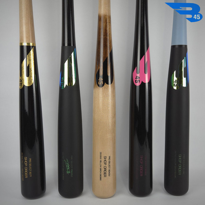 B45 프로 나무배트 야구 캐나다산 공인배트 시합용 프로선수모델, 문성주모델(무광 블랙/스카이블루)