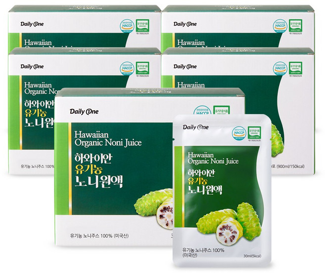 데일리원 하와이안 유기농 노니 원액 건강음료, 5박스, 30ml