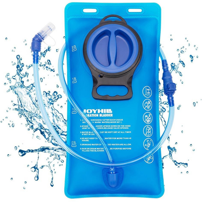 JOYHILL TPU 하이드레이션 블래더 1.5L 2L 3L 워터 블래더 하이킹 백팩용 BPA 프리 누출 방지 팩 캠핑 러닝 자전거 하이킹용 116727, 2.0L, 1개