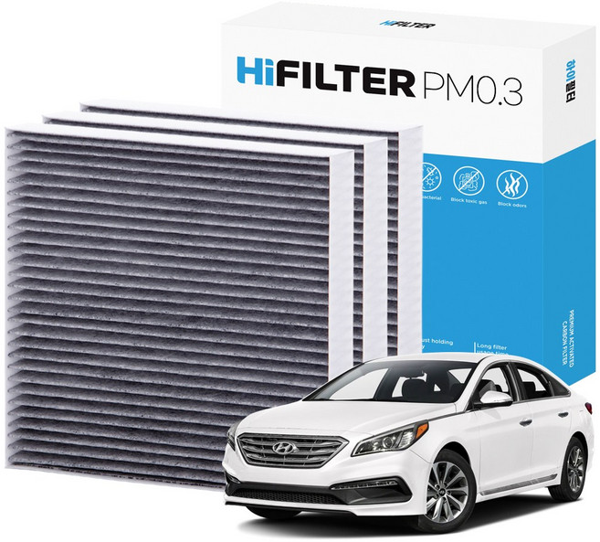 2+1 하이필터 PM 0.3 활성탄 자동차 에어컨 필터 현대, 3개, LF 쏘나타 (7세대) HI-A101