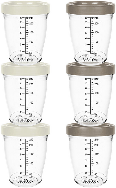 베베락 아이와 트라이탄 이유식용기 240ml (3+3개입), 1세트, 아이와 트라이탄 240ml(크림3P+초코3P), 1ml