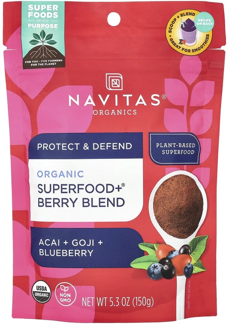 몸관리하세요 겨울입니다 Navitas Organics 유기농 Superfood+® 베리 혼합물 150g(5.3oz) 특별관리진행, NavitasOrganics유기농Superfood베리혼, 150g, 1개 - 쿠팡