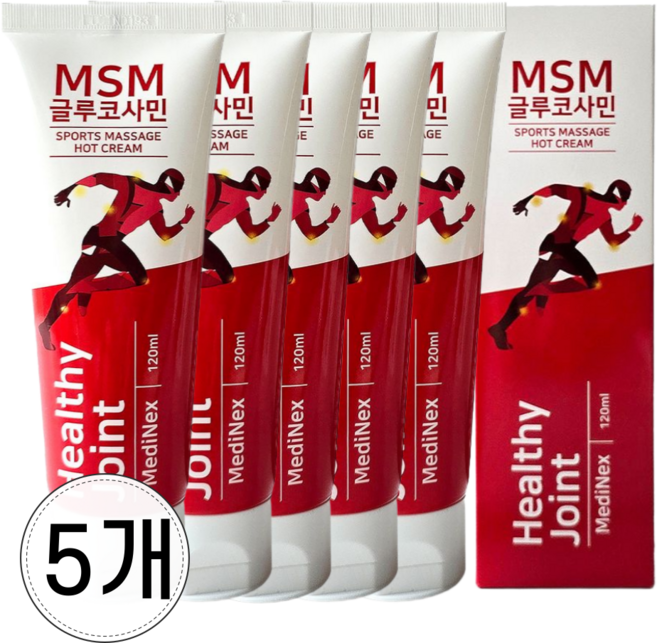 헬시조인트 MSM 글루코사민 유황 온열 마사지 릴렉싱 리커버리 크림, 5개, 120ml