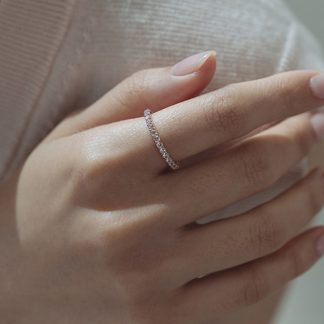 라퐁텐 렐 2mm 큐빅 가드링 테니스 반지