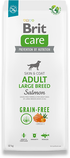브릿 케어 독 그레인프리 라지브리드 대형견 알갱이큰 눈물사료 면역력 저알러지 라지바이트, 1개, 12kg, 연어
