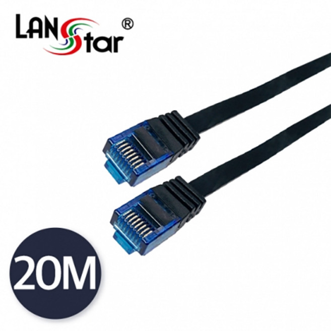 랜스타 LS-F7-UTPD-20M UTP평면 랜케이블 블루콘넥터 CAT.7 DIRECT 20M BLACK, 1개