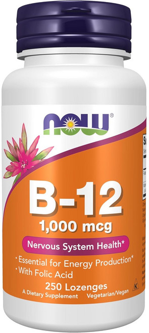NOW Foods 維他命B-12補充錠 1000mcg, 250錠, 1罐