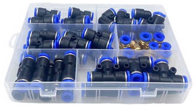 원터치피팅 에어 호스 휘팅 공압 퀵 커넥터 6종 62P세트, 1세트