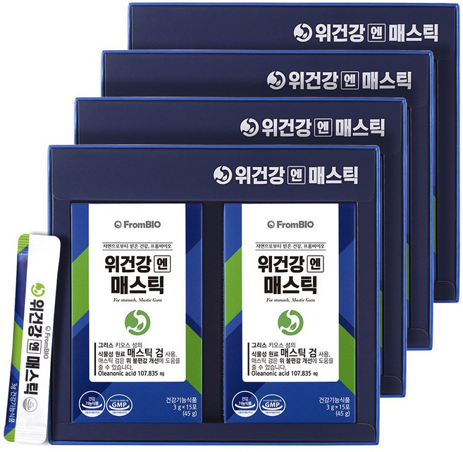 프롬바이오 위건강엔 매스틱 국내 단독 식약처 개별인정형원료 1일 섭취량 100%, 90g, 4박스
