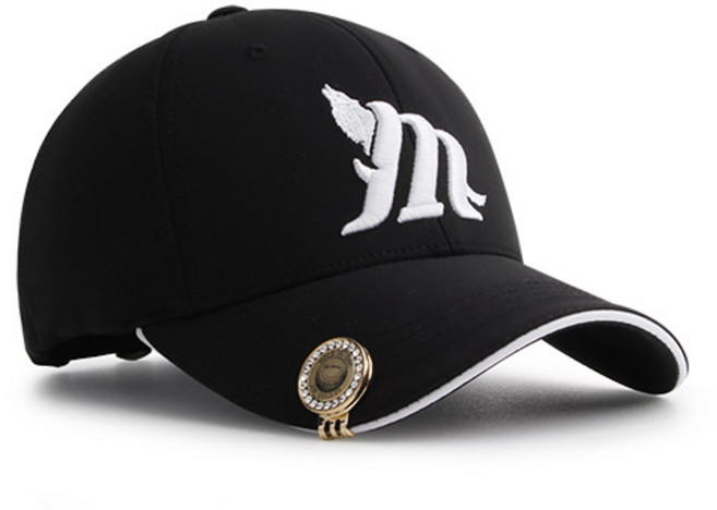 MQUM 남녀공용 오리진 스판샌드 골프모자 볼마커세트 케이스포장 GOLF, 블랙, 1개