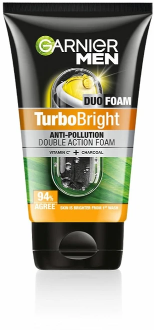 Garnier Men Face Wash Brightening & Anti-Pollution TurboBright Double Action, 1개, 100g - 쿠팡