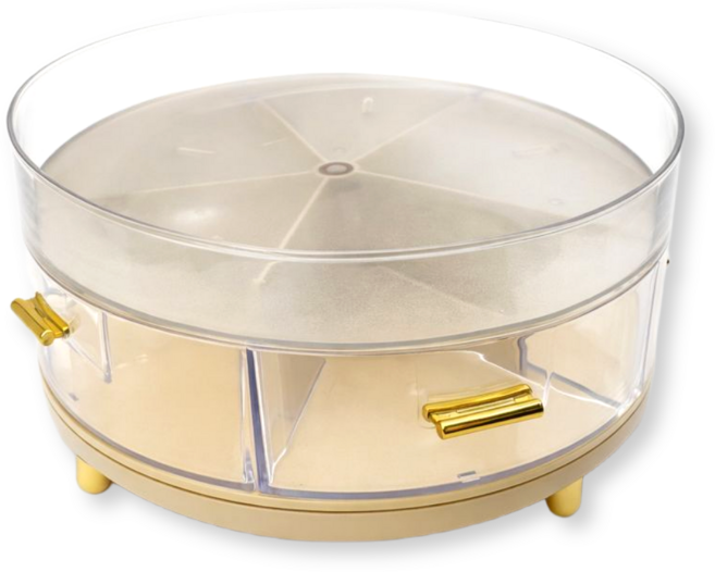 레아채 회전 다용도 트레이 정리통, 1개, 크림