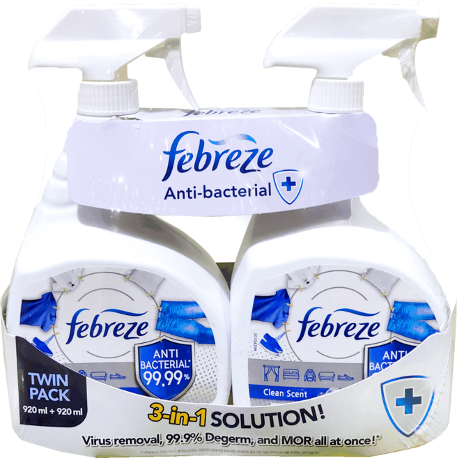 페브리즈 항균 깨끗한향 섬유탈취제 920ml 코스트코 옷땀냄새제거 향균 의류 침구스프레이, 2개
