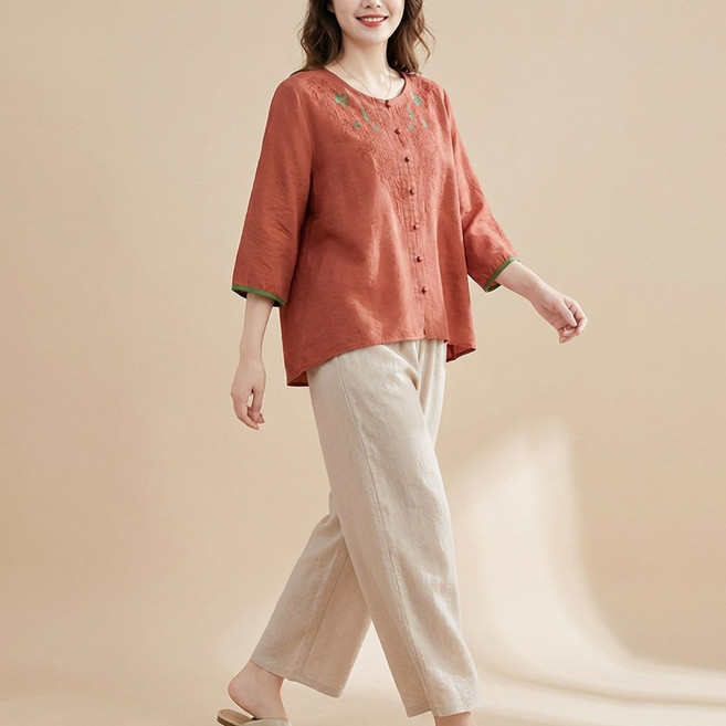 엘바리스 여성 중년 플라워 할머니 간절기 홈웨어